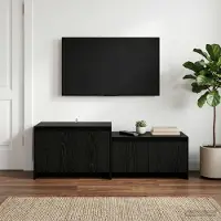 vidaXL Tv-meubel 147 x 35 x 50 cm Zwart eiken Bewerkt hout