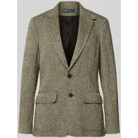 Ralph Lauren Dames Single breasted blazer in visgraat grijs-groen (40), Casual, Vlas, Klassiek 211891070002