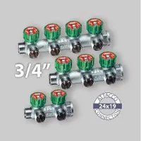 FAR Lineaire Verbindingsstuk Man/Vrouw 3/4" Met Terugslagventielen, 4-Weg, 24X19