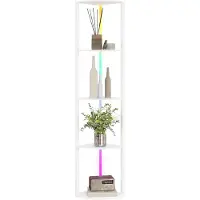 HOMCOM LED staande lamp, 5-traps dimbare staande lamp met plank, RGB-kleurverandering