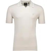 Lyle & Scott beige tipped knitted open collar polo shirt