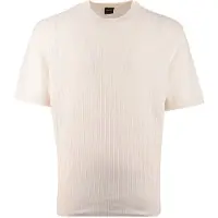 HUGO BOSS Crème t-shirt BOSS Orange korte mouw linnen normale fit