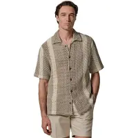 Profuomo Beige poloshirt strepen gehaakt