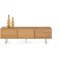 Bommel Wonen TV meubel Aura - 150 cm - met poot - Eiken Nature White - 3 klepdeuren - poot modern beige