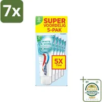Aquafresh 7 x White & Shine Tandpasta - Wittere Tanden - Voordeelverpakking - 5 tubes - Grootverpakking - Witte Tanden - Tandpasta - Tanden Reinigen - Tanden Witter Maken - Glanzende Tanden