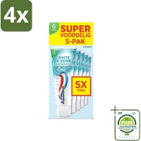 Aquafresh White & Shine Tandpasta - Wittere Tanden - Voordeelverpakking - 5 tubes - Voordeelverpakking - 4 stuks - Witte tanden - Tandpasta