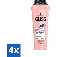 Schwarzkopf Gliss - Shampoo - Spliss Wunder - Voor beschadigd haar - 250 ml - Voordeelverpakking - 4 stuks