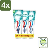 Aquafresh White & Shine Tandpasta - Voordeelverpakking - 3 tubes - Voordeelverpakking - 4 stuks - Tandpasta - Wittere tanden