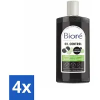 Bioré 4 x – Houtskool Reinigingsgel – Gezichtsreiniger – 200 ml - Gezichtsreiniger - Houtskool - Diepe Reiniging - Vet Huid - Gecombineerde Huid