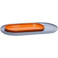 Hubsch - Amare Serving Dienblad Set of 2 Light Blue/Oranje