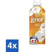 Lenor 4 x - Wasverzachter - Amber & Orchidee - Fris & Zacht - 42 Wasbeurten - Wasverzachter - - Amber & Orchidee - Geur - Frisheid