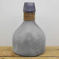 Sense Decoratieve Fles Vaasje Grijs - Frosted - Kleine Glazen Flesjes – Bloemenvaasje – Mini Fles vaas