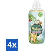 Robijn 4 x Wasverzachter Kokos Sensation 33 Wasbeurten 825 ml - Wasverzachter - Kokosgeur - Wasroutine - Kleding Verzachten - Frisheid