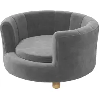 PawHut Hondenbank, hondenbank met rugleuning en houten poten, grijs