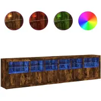 vidaXL Dressoir met LED-verlichting 283,5x37x67 cm gerookt eikenkleur