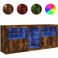 vidaXL Dressoir met LED-verlichting 181,5x37x67 cm gerookt eikenkleur