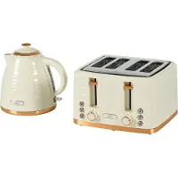 HOMCOM Waterkoker en broodrooster set Kunststof, staal 24,1L x 19,5B x 23,2H cm Beige