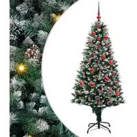 vidaXL Kunstkerstboom Groen 150 cm PVC en Staal en Kunststof