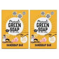 Marcel's Green Soap 2 x - Handzeep Bar - Vanille & Cherry Blossom - Krachtige werking - 90 gr - Voordeelverpakking - 2 stuks