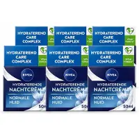 Nivea 6 x - Nachtcrème - Essentials Hydraterend - Voor normale tot gemengde huid - Met Lotusextract, Waterlelie-extract, Vitamine E & Provitamine B5 - 50 ml - Voordeelverpakking - 6 stuks