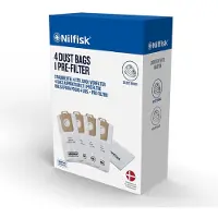 Nilfisk stofzuigerzakken P10-P40, 4 stuks, 1 filter, wit, verpakking van 1