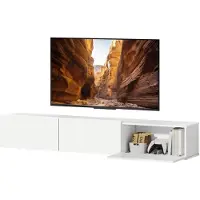 HOMCOM TV Stand-Spaanplaat-180L x 31,5B x 29,8H cm-Wit