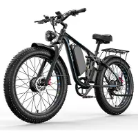 Shengmilo 26EB7PRO: Elektrische fiets voor alle terreinen, geschikt voor off-road gebruik, met brede banden, dubbele motor, 52V 23Ah, dubbel veringssysteem, maximaal draagvermogen 150 kg