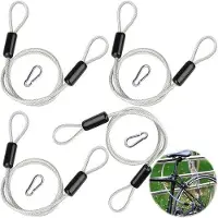 Benza Ibenzoa Set van 4 stalen kabels (80 cm x 3 mm) van roestvrij staal, met karabijnhaakjes en oogjes – roest- en corrosiebestendig, diefstalpreventie