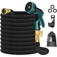 Benza Ibenzoa Flexibele, uitrekbare tuinslang, 15 meter – 10 spuitfuncties, 3750D polyester, messingaansluiting 3/4 inch (1,9 cm), tot 12 bar, inclusief tas en slanghouder
