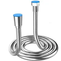 Benza Ibenzoa Douche slang, 1 meter – flexibele douche slang van roestvrij staal met een PVC binnen slang, 1/2" aansluiting, messing connectoren, 360° draaibaar, anti-verdraaiing, universeel compatibel