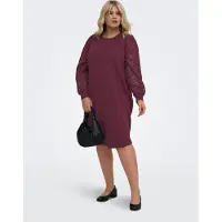 ONLY Carmakoma - CARDONNA L/S MIX O-NECK MIDI DRESS JRS Dames Jurk