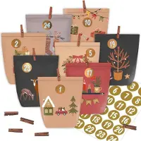 Sonstiges Adventskalender om zelf te vullen, set van 24 papieren zakjes met stickers