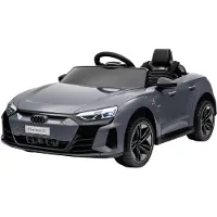 HOMCOM Elektrische kinderauto met afstandsbediening, claxon, muziek, koplampen, grijs
