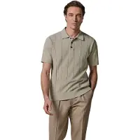 Profuomo Polo beige strepen textuur pique