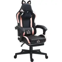 HOMCOM Gaming Stoel: Ergonomische gamingstoel met lendensteun en voetsteun