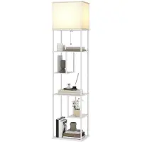 HOMCOM staande lamp met planken, instelbare helderheid en kleurtemperatuur