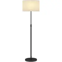 HOMCOM staande lamp, E27 fitting, geschikt voor de woonkamer, met verstelbare hoogte en dimfunctie, voorzien van een lampenkap van linnen