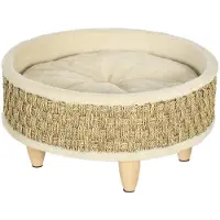 PawHut hondenbed, verhoogd hondenligbed met kussen, kattenbed, huisdierenbed, rond