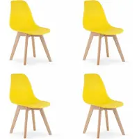Leobert KITO Eetkamerstoelen – Set van 4 – Groen Kunststof – Naturelkleurige Kunststof Poten – Moderne Kuipstoel – Modern Design – Voor Eettafel, Keuken en Eetkamer