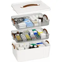 Merkloos Medicijnopslagbox met draaghandvat en 3 niveaus
