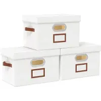 Merkloos Set van 3 opvouwbare stoffenkisten met deksel, afmetingen 45 x 30 x 30 cm