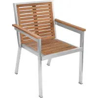 Teako Design 1x Stapelstoel, teakhout + roestvrij staal, Dosazzo, massief hout, weerbestendig