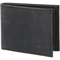 OXMOX Leren portemonnee Leather RFID Protect Pocketbörse Freedom Fish Embossed Vintage Black zwart