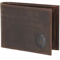 OXMOX Leren portemonnee Leather RFID Protect Pocketbörse Freedom Lion Embossed Vintage Dark Brown donkerbruin