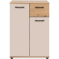 CALICOSY Dressoir met 2 deuren en 1 lade, eiken- en kasjmierlook l60 cm lino
