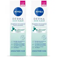 Nivea 2 x - Nacht Exfoliant - DERMA Huidzuiver Dagelijkse Verzorging - Met Salicylzuur (AHA), Glycolzuur & Niacinamide - Tegen Acne & Mee-eters - 40 ml - Bulkverpakking - 2 stuks