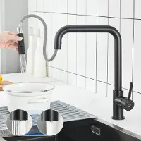CECIPA MAX Keukenkraan - Uittrekbare Uitloop - 360 Graden Draaibaar - Warm‑Koudwatermengkraan - 2 Straalsoorten - 40% Waterbesparing - Roestvrij staal - Zwart