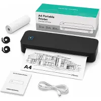 VHV -A4 printer - Draagbaar - Bluetooth - Inktloos - Tattoo printer - 2600 mAh - Draadloos - Voor kantoor en studie - Thermisch - 26 cm - Zwart