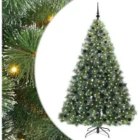 vidaXL Kunstkerstboom met 300 LED met standaard Groen 210 cm PE en PVC