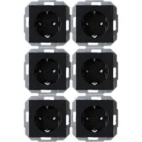 Kopp Inbouwstopcontact Athenis Randaarde 1-polig Zwart Ip20 6 Stuks